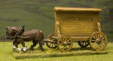 C&W3 Four Wheeled Flatbed War Wagon & Large Mantlet with loopholes for crossbowmen or arquebusiers, with 2 horse team