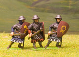 F18 Early Medieval: Spearman in Scale Corselet & Helmet with Shield, advancing, assorted poses