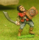 FAN12 Adventurer: Fighter in Leather Jack, with Wooden Shield & Scimitar