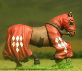 H14 Horses: Medieval, Barded: Galloping, head variants