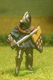 M25 Dismounted Knight c.1370 in short Surcoat, Plate Armour & visored Bascinet