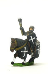 MID2 Mounted Knights, 1100-1200AD with Kite Shield & Mace, Axe or Sword on Barded Horse