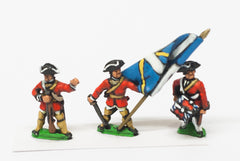 SYF30 Seven Years War French in Canada: Command: Officer, Standard Bearer & Drummer, in Summer dress