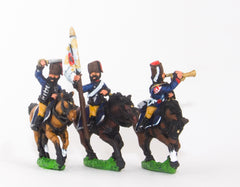 SYP20A Seven Years War Prussian: Command: Hussar Officer, Standard Bearer & Trumpeter in Fur Cap