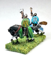 MID81 Spanish: Knights, 1150-1300AD with Mace, Axe or Sword & Round Shield on Barded Horse