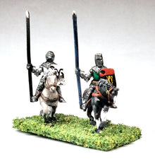 MID99a LaterSpanish: Knights, 1350-1420AD in Jupon with Lance & Shield, on Unarmoured Horse
