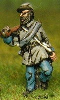 BG14 Union or Confederate: Infantry in Kepi & Frock Coat with blanket roll, advancing