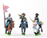 BG59H Union or Confederate: Command: Officer, Standard Bearer & Bugler in Slouch Hat on charging horses