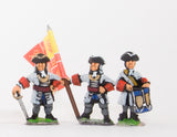 BRO5a European Armies: Command: Officer with Half Pike, Standard Bearer & Drummer