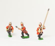 SYBR4a Seven Years War British: Command: Grenadier Officer, Standard Bearer & Drummer, advancing, with variants
