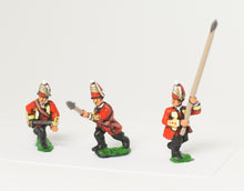SYBR4a Seven Years War British: Command: Grenadier Officer, Standard Bearer & Drummer, advancing, with variants