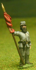 CON7 Confederate Infantry: Assorted Sergeant Standard Bearers holding Furled Standard, at ease