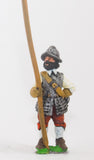ECW54 Generic ECW/30YW Infantry: Pikeman, Back & Breast Plates, Tassets, assorted Helmets, at ease