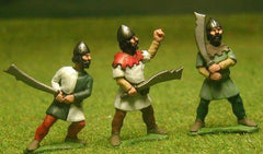 F17 Early Medieval: Two Handed Swordsman in Gambeson & Helmet, advancing