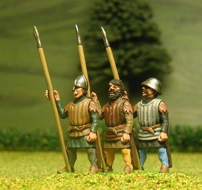 F59 Early Medieval: Shieldless Spearman in Quilted Jack, with assorted heads