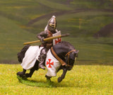 F7 Early Medieval: Mounted Knight c.1290 mail coat of plates under surcoat (Assorted helmet crests)