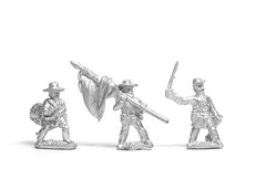 BG33 Confederate: Command: Officer, Standard Bearer and Drummer, advancing