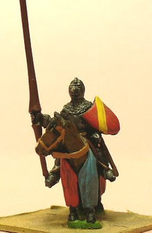 MER1 Late Medieval: Knights, 1360-1390AD in Bascinets & Jupon with Lance & Shield, on Barded Horse