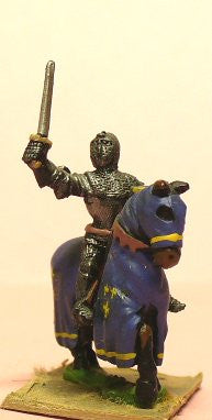 MER2 Late Medieval: Knights, 1360-1390AD in Bascinets & Jupon with Axe or Sword & Shield on Barded Horse
