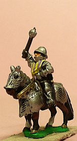 MID102 LaterSpanish: Knights, 1400-1420AD in Plate & Tabard with Mace, on Armoured Horse