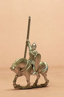 MID3A Mounted Knights, 1150-1200AD with Kite Shield & Lance, in Mail Surcoat & Conical Helms, on Unbarded Horse