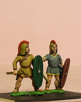 MP110 Spanish: Spearman, Large Shield, combed headdress, mixed poses (Scutarii)
