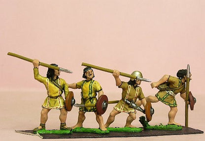 MP111 Spanish: Spearman, Small Round Shield, assorted poses & heads (Caetrati)