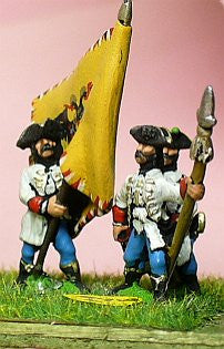 SYA6 Seven Years War Austrian: Command: Hungarian Fusilier Officer, Standard Bearer & Drummer