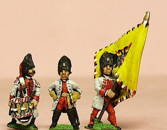 SYA8 Seven Years War Austrian: Command: Hungarian Officer, Standard Bearer, Drummer