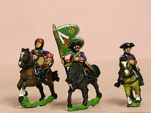 SYF11 Seven Years War French: Command: Dragoon Officer, Standard Bearer & Drummer in Bonnet