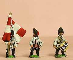 SYF6 Seven Years War French: Command: Grenadier Royaux Officer, Standard Bearer & Drummer