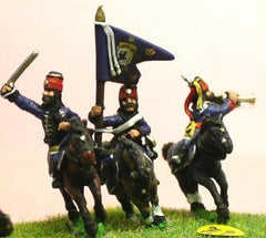 SYP20 Seven Years War Prussian: Command: Hussar Officer, Standard Bearer & Trumpeter in Mirliton
