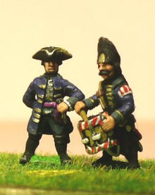 SYP33 Seven Years War Prussian: Command: Officers & Drummers (schony)