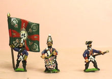 SYP9 Seven Years War Prussian: Command: Grenadier Officer, Standard Bearer & Drummer