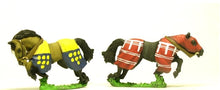 H61 Horses: Medieval, Barded: Galloping, head variants