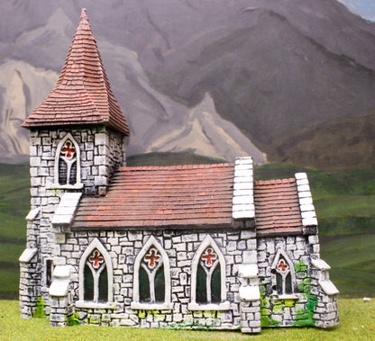 ZX8 Pre-Painted Stone Built Church with Ornate Windows (25mm scale)