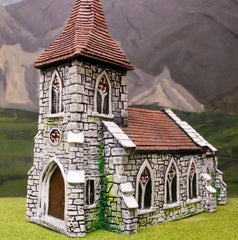 ZX8 Pre-Painted Stone Built Church with Ornate Windows (25mm scale)