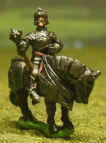 MER12 Late Medieval: Knights, 1420-1480AD in Full Plate & Sallet with Mace, Axe or Sword, on Armoured Horse