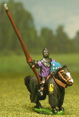 MER3 Late Medieval: Knights, 1360-1380AD in Assorted Helms & Loose Surcoat with Lance & Shield on Barded Horse