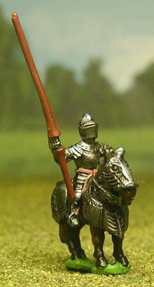 MER6 Late Medieval: Knights, 1400-1430AD in Full Plate & Great Helm, with Lance on Armoured Horse