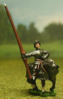 MER9 Late Medieval: Knights, 1420-1480AD in Full Plate & Sallet with Lance, on Armoured Horse