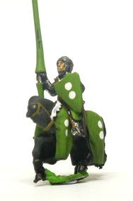 MID1 Mounted Knights, 1100-1200AD with Kite Shield, Lance, with Mail Coifs on Barded Horse