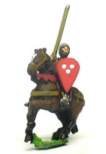 MID18 Mounted Sergeants in Conical Helms and Cloth Tunic, with Kite Shield & Lance on Unarmoured Horse