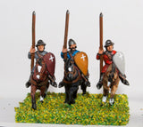 MID18 Mounted Sergeants in Conical Helms and Cloth Tunic, with Kite Shield & Lance on Unarmoured Horse
