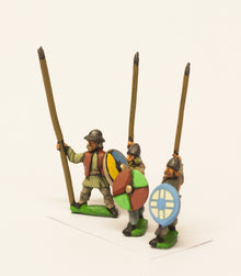 MID33 Medium Infantry in assorted helms with Long Spear & Round Shield