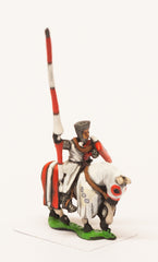 MID7 Mounted Knights, 1150-1200AD with Large Shield & Lance, in Mail Coif over Flat Top Helm, on Barded Horse