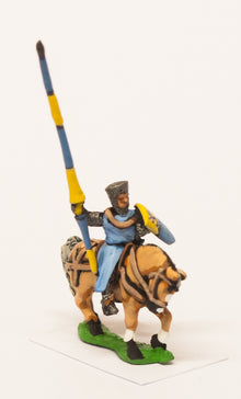 MID7A Mounted Knights, 1150-1200AD with Large Shield & Lance, in Mail Coif over Flat Top Helm, on Unarmoured Horse