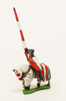 MID7 Mounted Knights, 1150-1200AD with Large Shield & Lance, in Mail Coif over Flat Top Helm, on Barded Horse