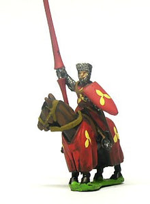 MID8 Mounted Knights, 1200-1250AD, with Kite Shield & Lance, in Barrel Helms, on Barded Horse