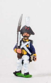 NSS7 Early Spanish Infantry: Light Infantry in Long Coat & Bicorne with Musket upright, advancing